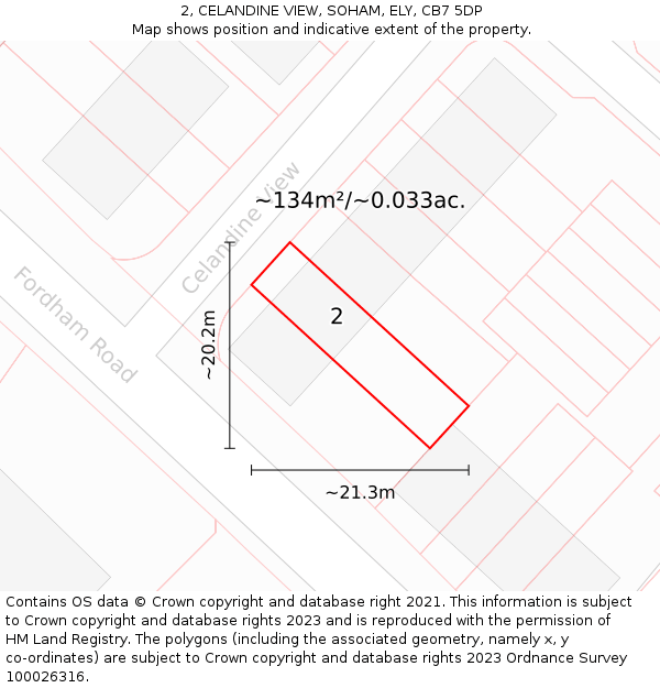 2, CELANDINE VIEW, SOHAM, ELY, CB7 5DP: Plot and title map