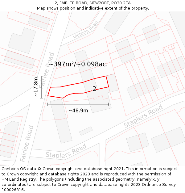 2, FAIRLEE ROAD, NEWPORT, PO30 2EA: Plot and title map