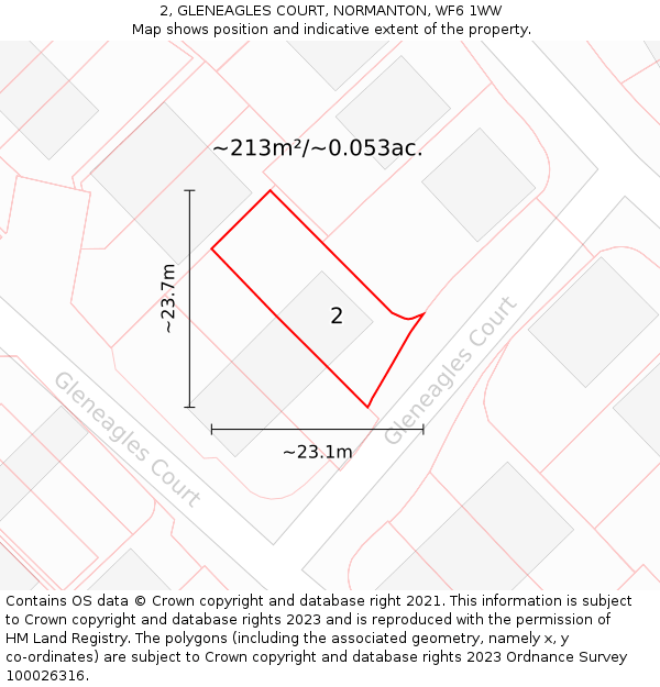 2, GLENEAGLES COURT, NORMANTON, WF6 1WW: Plot and title map