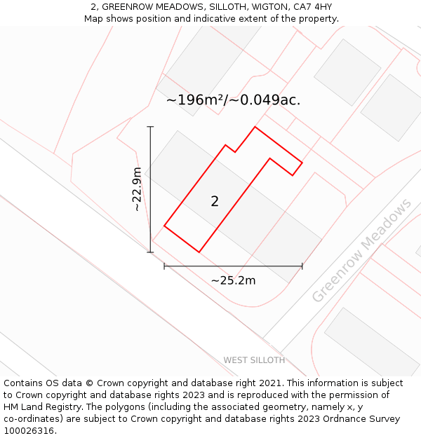 2, GREENROW MEADOWS, SILLOTH, WIGTON, CA7 4HY: Plot and title map
