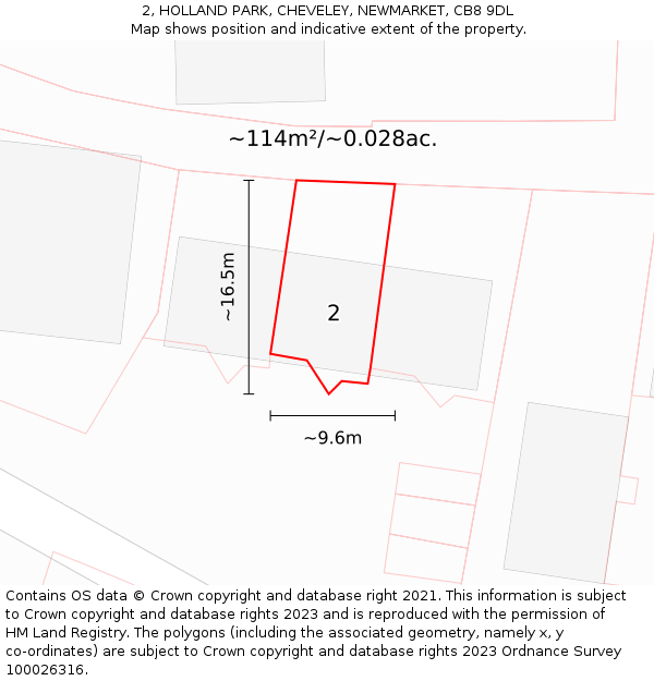 2, HOLLAND PARK, CHEVELEY, NEWMARKET, CB8 9DL: Plot and title map