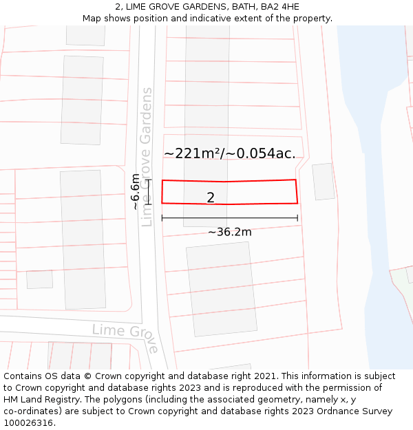 2, LIME GROVE GARDENS, BATH, BA2 4HE: Plot and title map