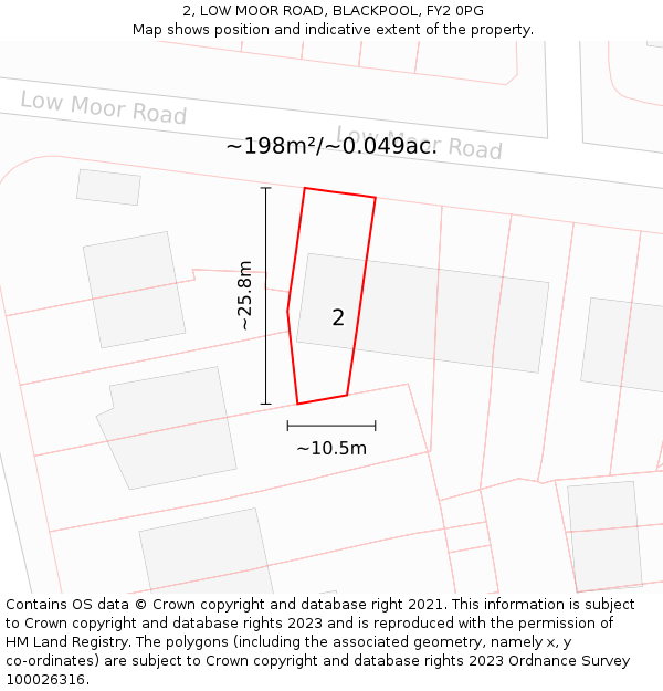 2, LOW MOOR ROAD, BLACKPOOL, FY2 0PG: Plot and title map