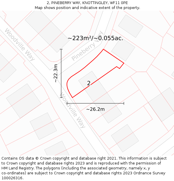 2, PINEBERRY WAY, KNOTTINGLEY, WF11 0PE: Plot and title map