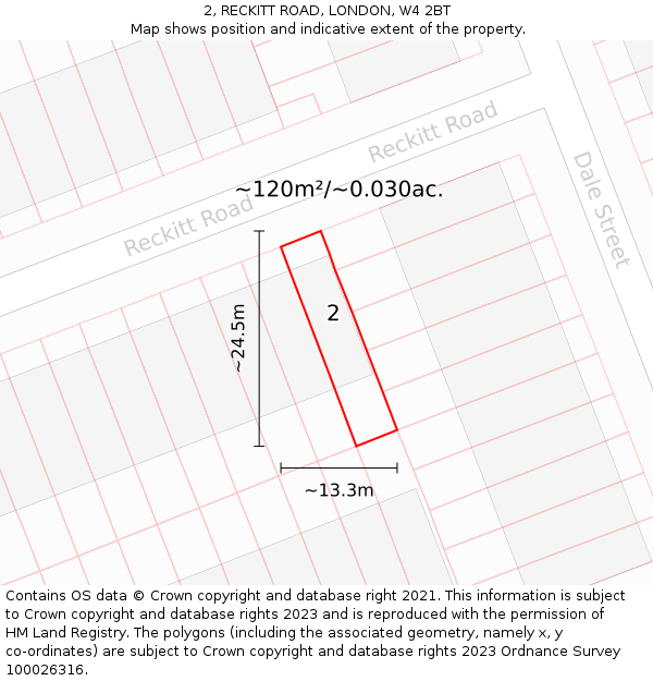 2, RECKITT ROAD, LONDON, W4 2BT: Plot and title map