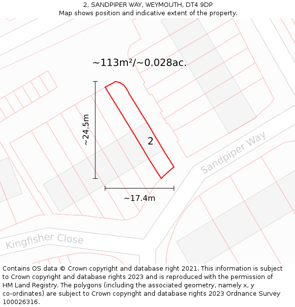 2, SANDPIPER WAY, WEYMOUTH, DT4 9DP: Plot and title map