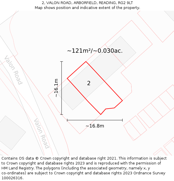 2, VALON ROAD, ARBORFIELD, READING, RG2 9LT: Plot and title map