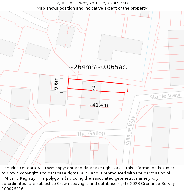 2, VILLAGE WAY, YATELEY, GU46 7SD: Plot and title map