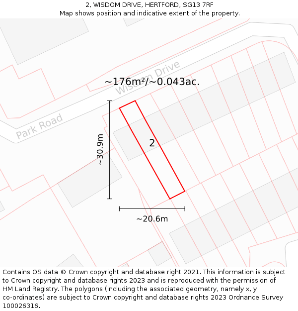 2, WISDOM DRIVE, HERTFORD, SG13 7RF: Plot and title map