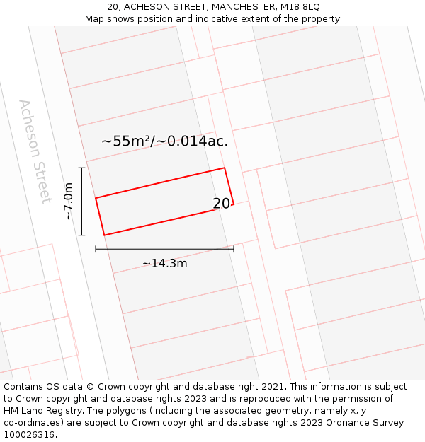 20, ACHESON STREET, MANCHESTER, M18 8LQ: Plot and title map