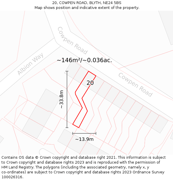 20, COWPEN ROAD, BLYTH, NE24 5BS: Plot and title map