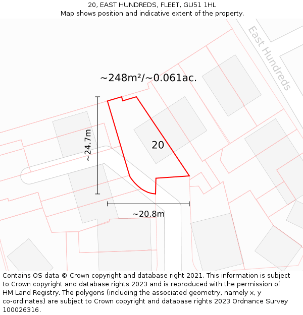 20, EAST HUNDREDS, FLEET, GU51 1HL: Plot and title map