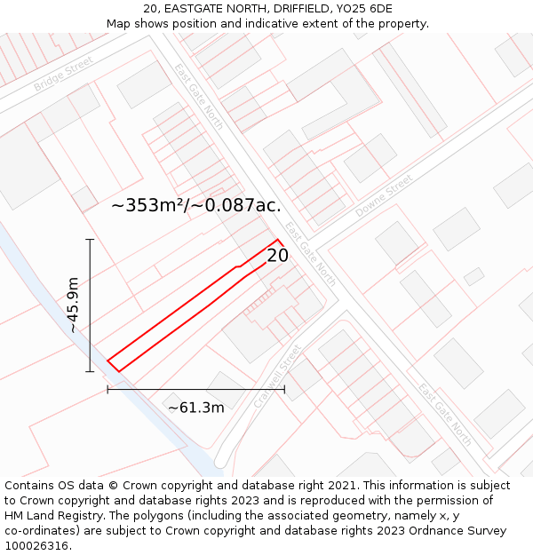 20, EASTGATE NORTH, DRIFFIELD, YO25 6DE: Plot and title map