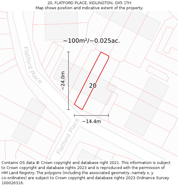 20, FLATFORD PLACE, KIDLINGTON, OX5 1TH: Plot and title map