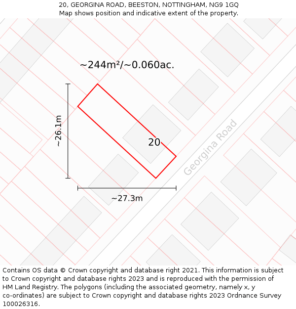 20, GEORGINA ROAD, BEESTON, NOTTINGHAM, NG9 1GQ: Plot and title map