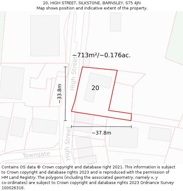 20, HIGH STREET, SILKSTONE, BARNSLEY, S75 4JN: Plot and title map