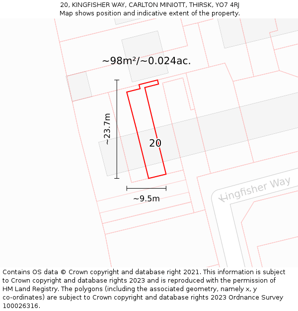 20, KINGFISHER WAY, CARLTON MINIOTT, THIRSK, YO7 4RJ: Plot and title map