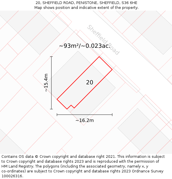 20, SHEFFIELD ROAD, PENISTONE, SHEFFIELD, S36 6HE: Plot and title map