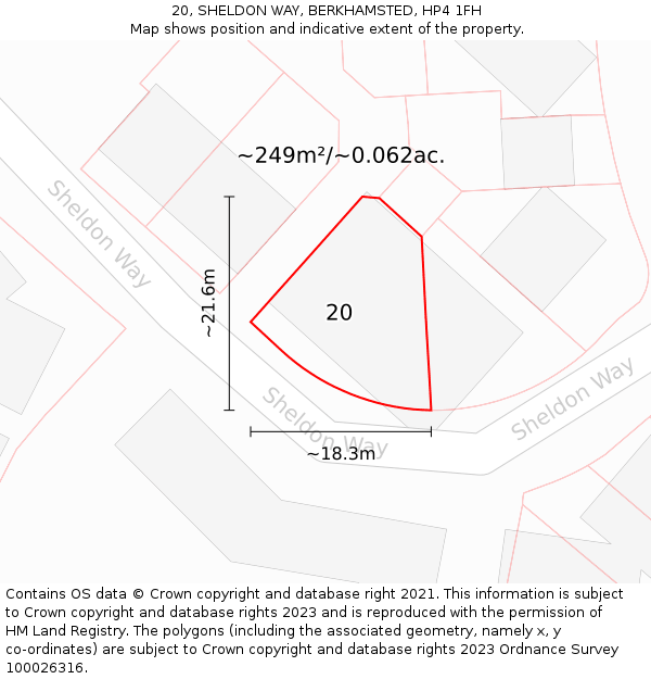 20, SHELDON WAY, BERKHAMSTED, HP4 1FH: Plot and title map