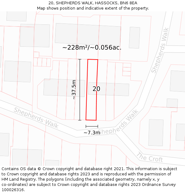 20, SHEPHERDS WALK, HASSOCKS, BN6 8EA: Plot and title map
