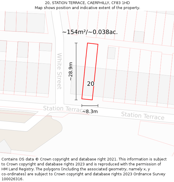 20, STATION TERRACE, CAERPHILLY, CF83 1HD: Plot and title map