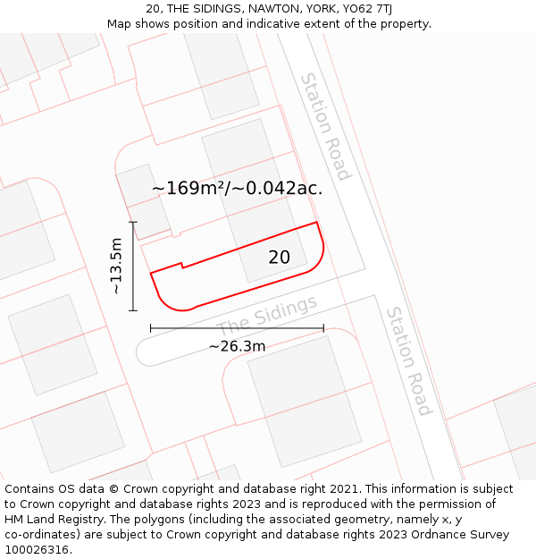 20, THE SIDINGS, NAWTON, YORK, YO62 7TJ: Plot and title map
