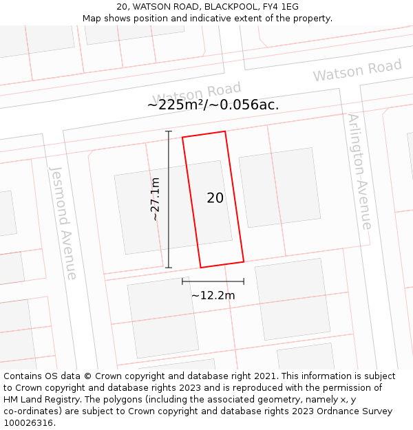 20, WATSON ROAD, BLACKPOOL, FY4 1EG: Plot and title map