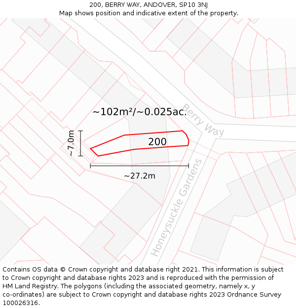 200, BERRY WAY, ANDOVER, SP10 3NJ: Plot and title map