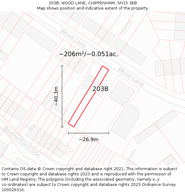 203B, WOOD LANE, CHIPPENHAM, SN15 3EB: Plot and title map