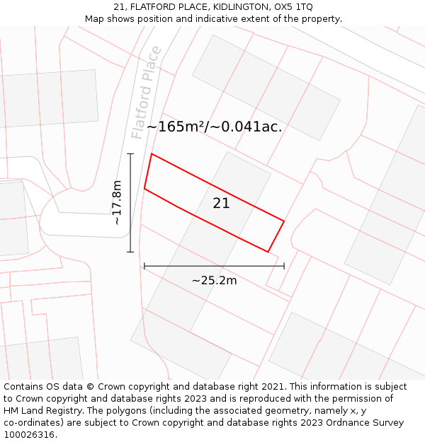 21, FLATFORD PLACE, KIDLINGTON, OX5 1TQ: Plot and title map