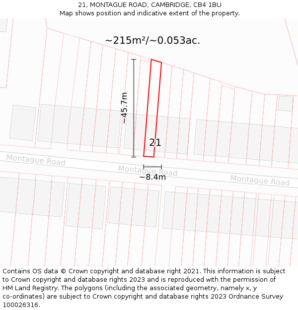 21, MONTAGUE ROAD, CAMBRIDGE, CB4 1BU: Plot and title map