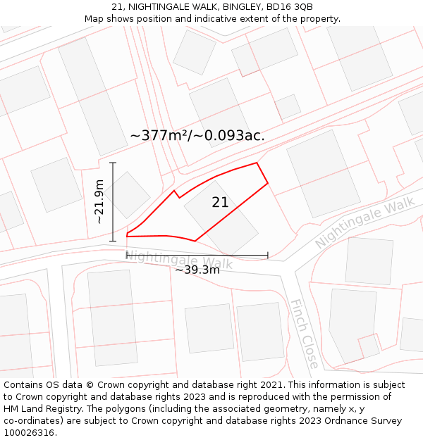 21, NIGHTINGALE WALK, BINGLEY, BD16 3QB: Plot and title map