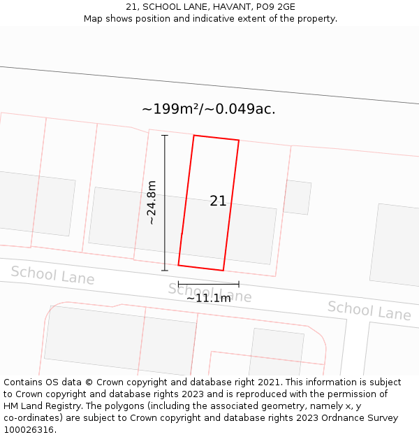 21, SCHOOL LANE, HAVANT, PO9 2GE: Plot and title map
