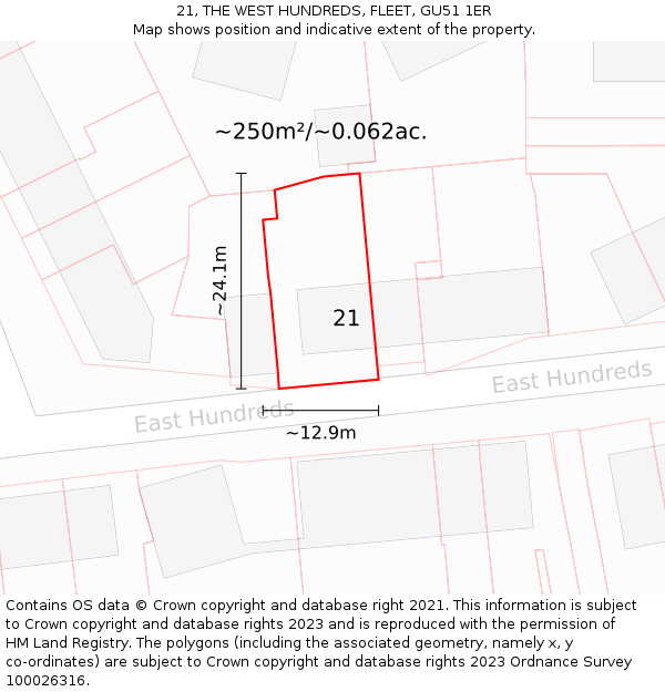 21, THE WEST HUNDREDS, FLEET, GU51 1ER: Plot and title map