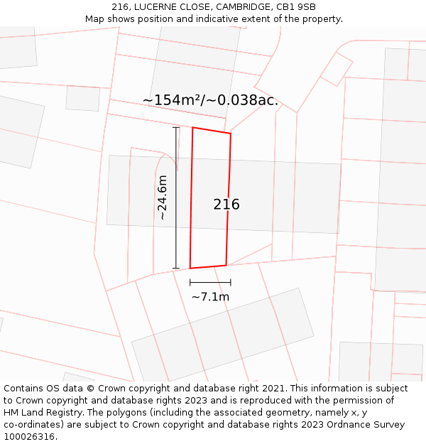 216, LUCERNE CLOSE, CAMBRIDGE, CB1 9SB: Plot and title map