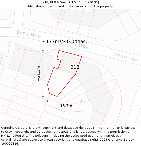 218, BERRY WAY, ANDOVER, SP10 3NJ: Plot and title map