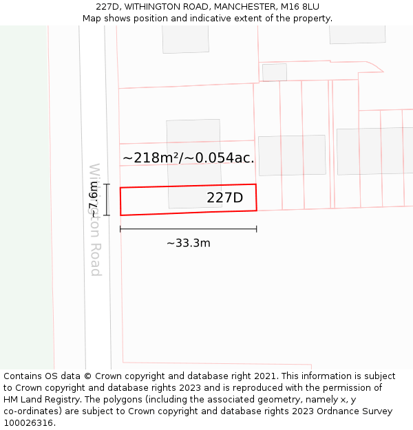 227D, WITHINGTON ROAD, MANCHESTER, M16 8LU: Plot and title map