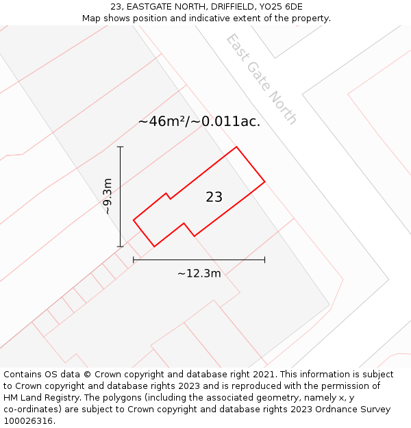 23, EASTGATE NORTH, DRIFFIELD, YO25 6DE: Plot and title map