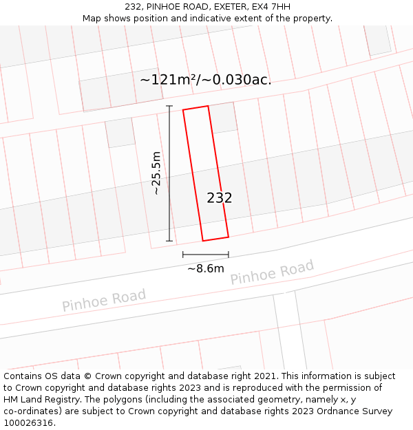 232, PINHOE ROAD, EXETER, EX4 7HH: Plot and title map