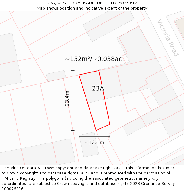 23A, WEST PROMENADE, DRIFFIELD, YO25 6TZ: Plot and title map