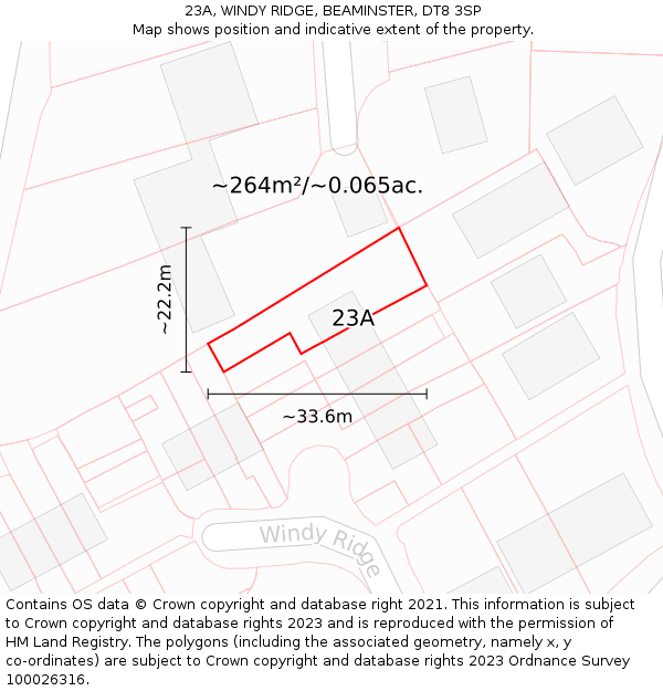 23A, WINDY RIDGE, BEAMINSTER, DT8 3SP: Plot and title map