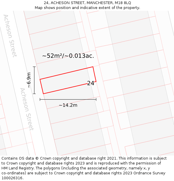 24, ACHESON STREET, MANCHESTER, M18 8LQ: Plot and title map