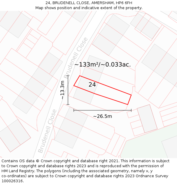 24, BRUDENELL CLOSE, AMERSHAM, HP6 6FH: Plot and title map