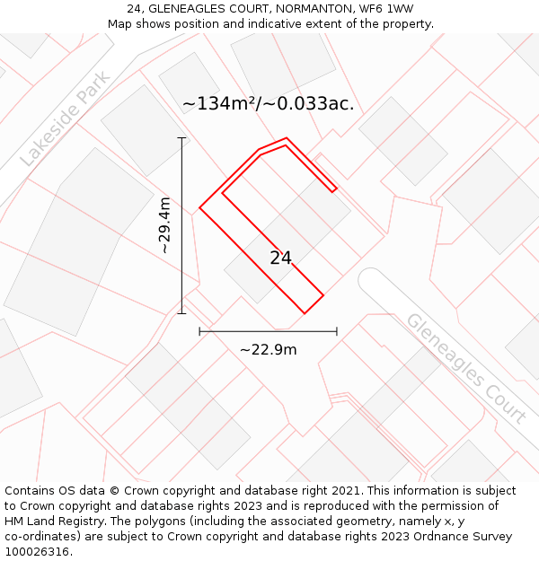 24, GLENEAGLES COURT, NORMANTON, WF6 1WW: Plot and title map