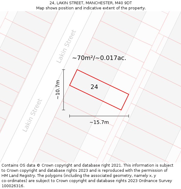 24, LAKIN STREET, MANCHESTER, M40 9DT: Plot and title map
