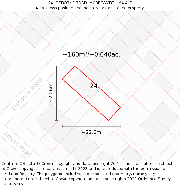 24, OSBORNE ROAD, MORECAMBE, LA4 4LS: Plot and title map