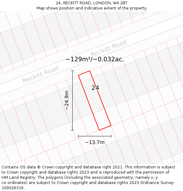 24, RECKITT ROAD, LONDON, W4 2BT: Plot and title map