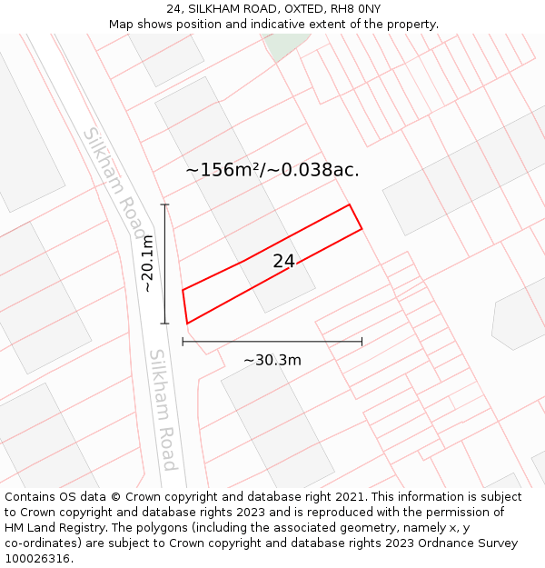 24, SILKHAM ROAD, OXTED, RH8 0NY: Plot and title map