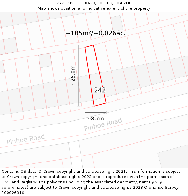 242, PINHOE ROAD, EXETER, EX4 7HH: Plot and title map