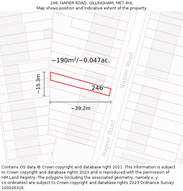 246, NAPIER ROAD, GILLINGHAM, ME7 4HL: Plot and title map